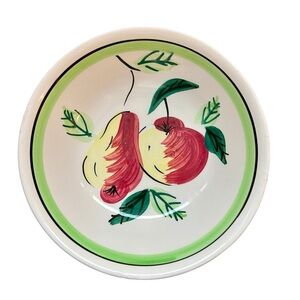 Handpainted Fine Ironstone China Stoneware Small Serving Bowl 2 Pears Vintage 7"